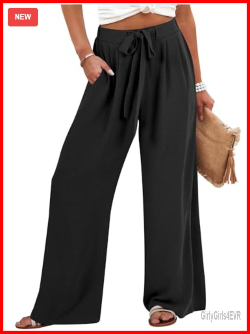 Women's Wide Leg Palazzo Pants High Waist Flowy Trousers